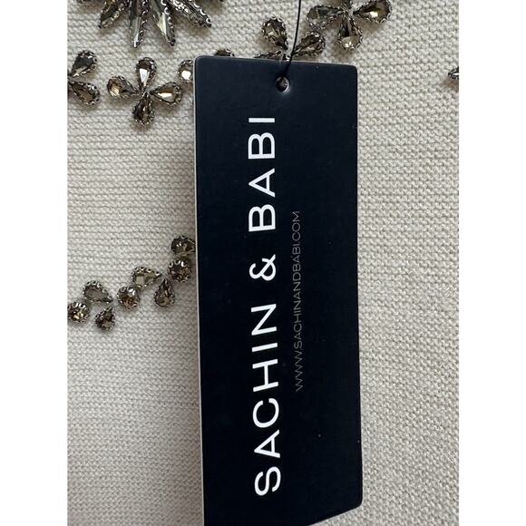 Sachin and Babi Charmaine Knit Embellished Merino Wool Sweater Honey Medium NWT - Picture 5 of 9
